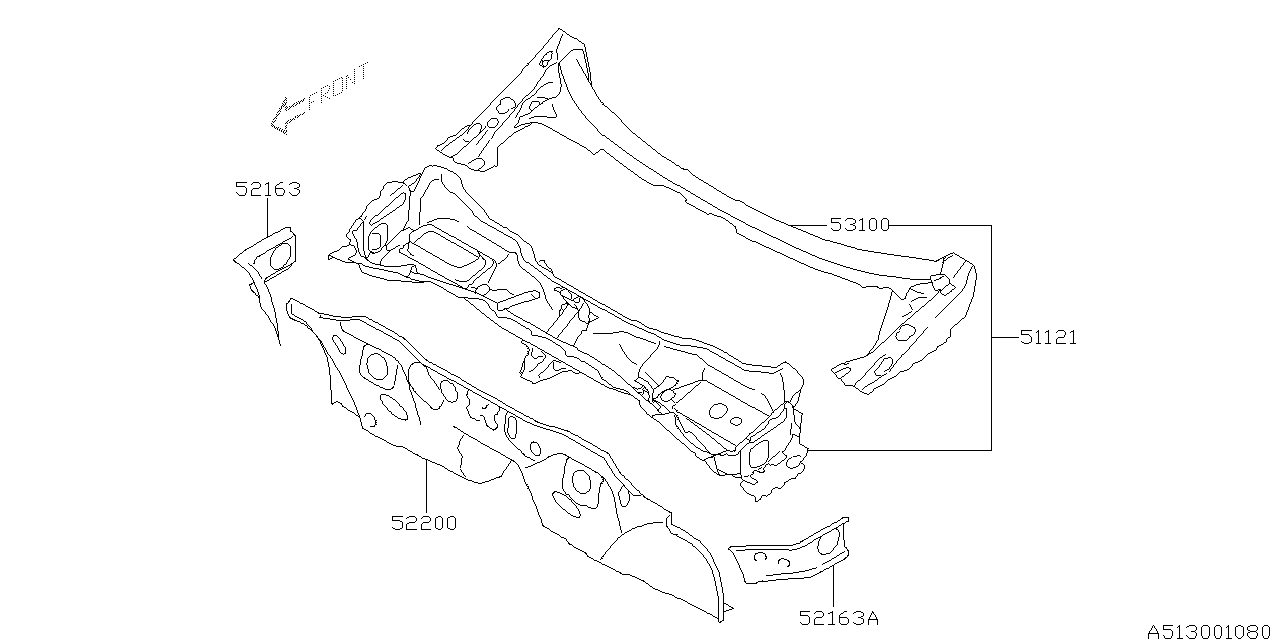 TOE BOARD & FRONT PANEL & STEERING BEAM Diagram