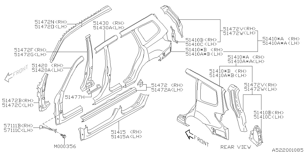 Diagram SIDE PANEL for your Subaru Forester  