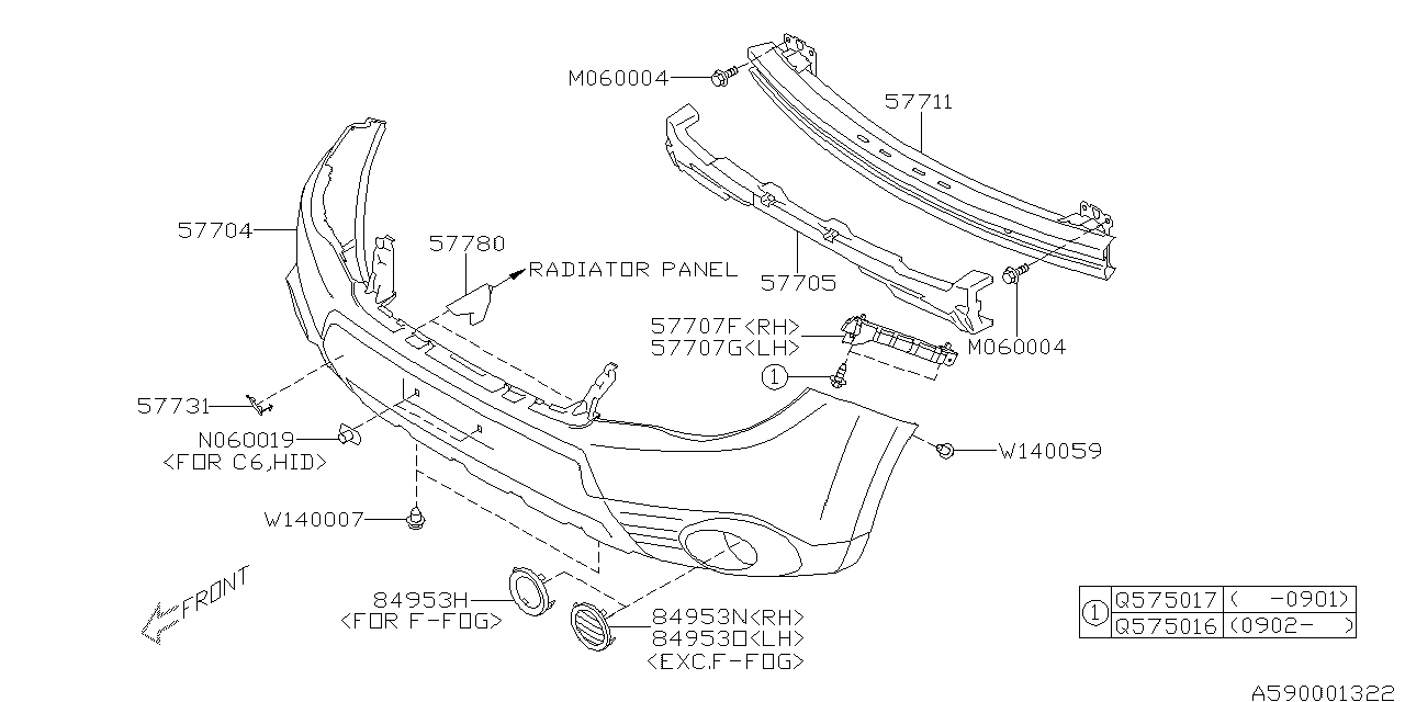 Diagram FRONT BUMPER for your 2010 Subaru Forester  XT 