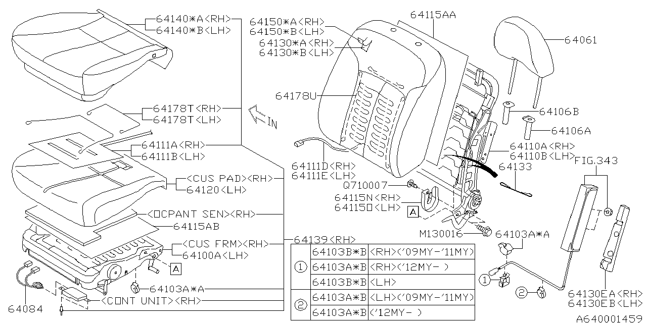 Diagram FRONT SEAT for your Subaru Ascent  