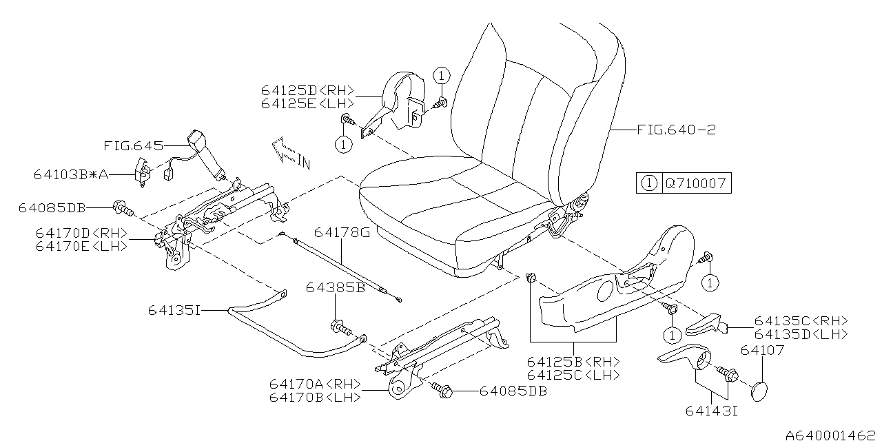 Diagram FRONT SEAT for your 2010 Subaru Forester  XS 