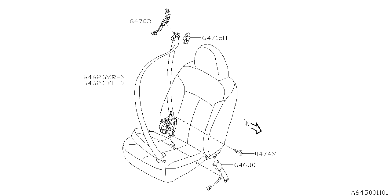 Diagram FRONT SEAT BELT for your 2014 Subaru Impreza  Limited Sedan 