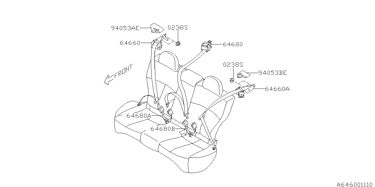 Diagram REAR SEAT BELT for your 2010 Subaru Forester  XS 