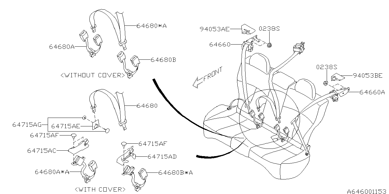 Diagram REAR SEAT BELT for your 2010 Subaru Forester  XS 