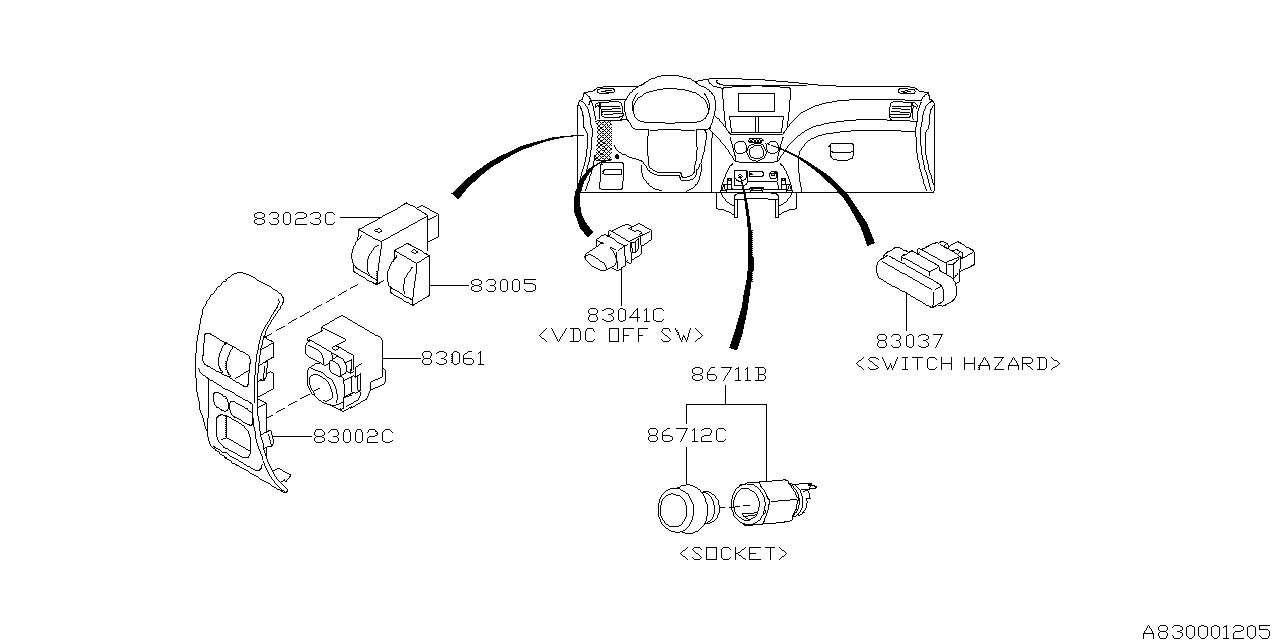 Diagram SWITCH (INSTRUMENTPANEL) for your 2014 Subaru BRZ  Limited 