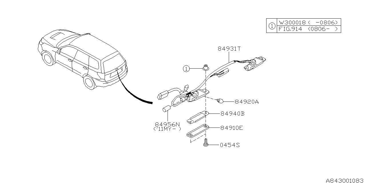 Diagram LAMP (LICENSE) for your 2010 Subaru Forester 2.5L 4AT X 