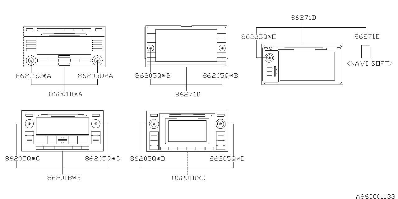 Diagram AUDIO PARTS (RADIO) for your Subaru