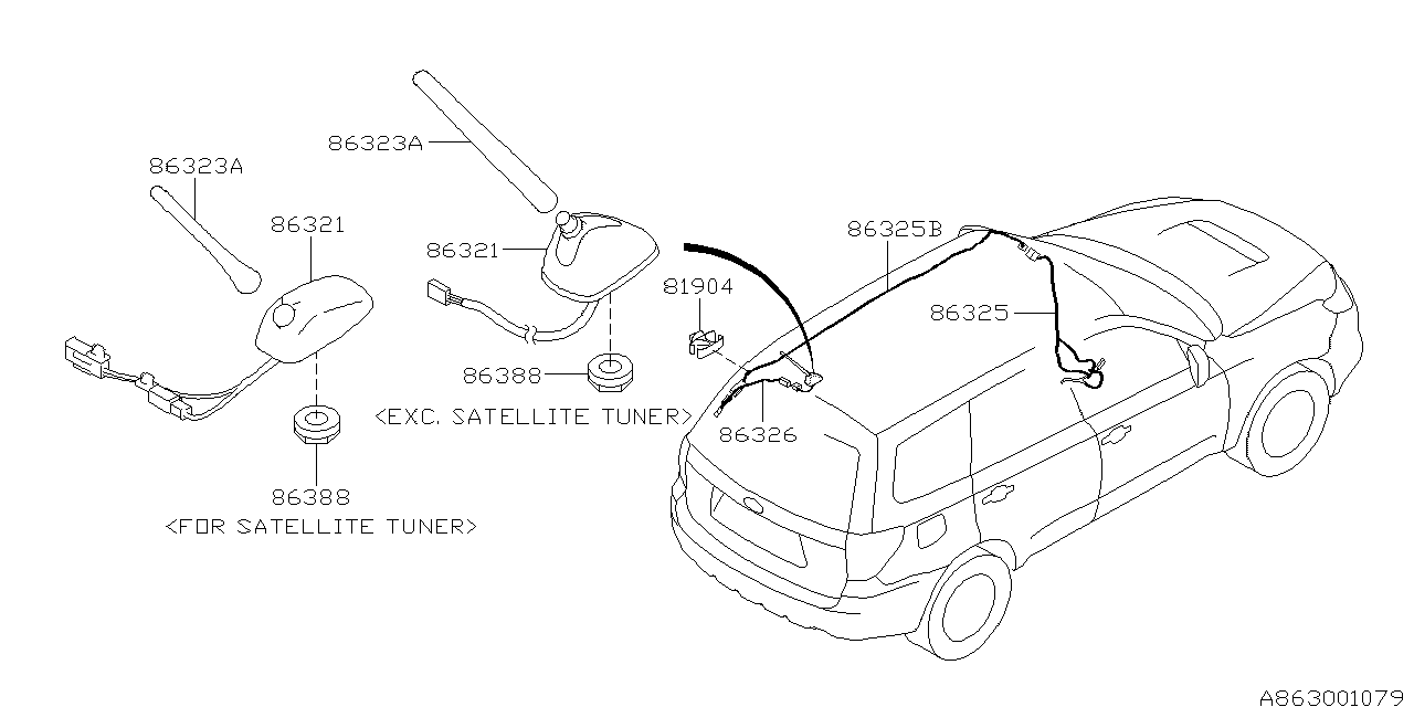 Diagram AUDIO PARTS (ANTENNA) for your 2014 Subaru WRX   