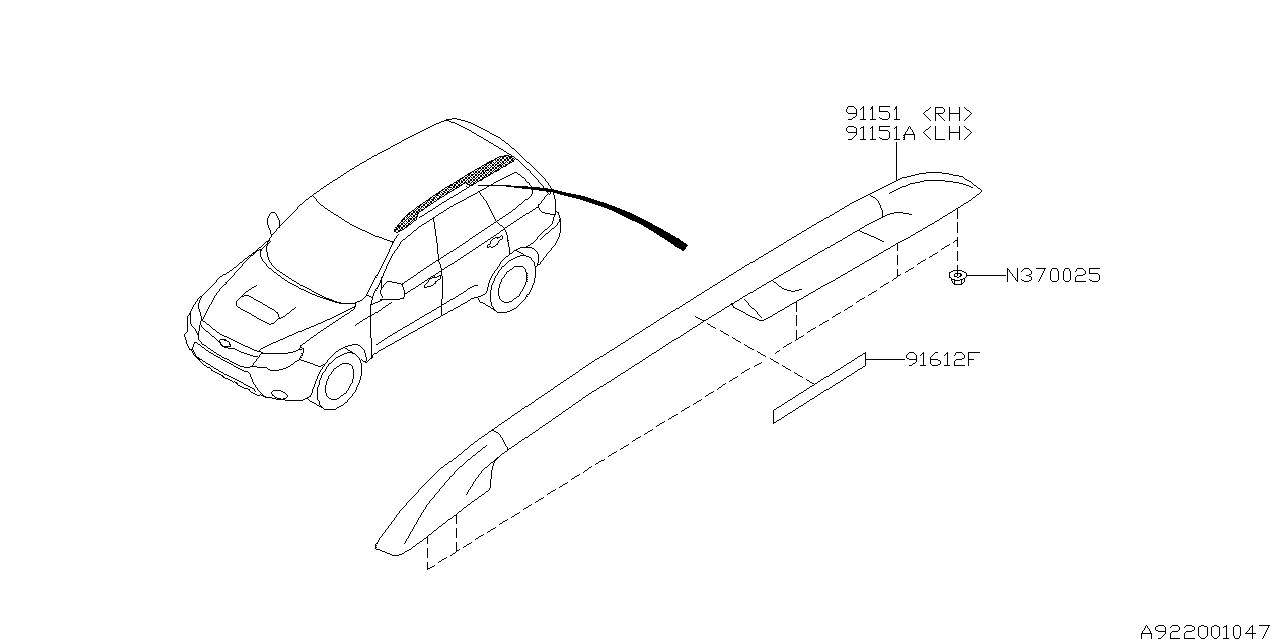 Diagram ROOF RAIL for your 2018 Subaru STI   