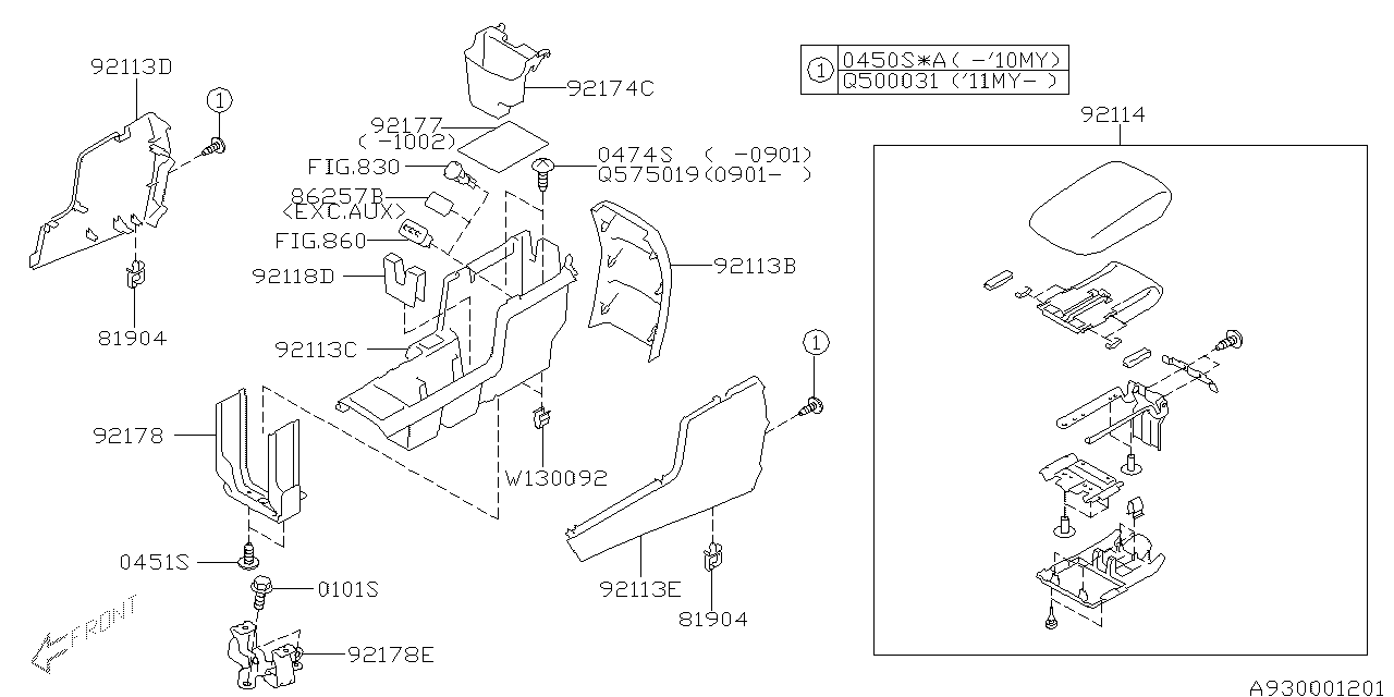 Diagram CONSOLE BOX for your 2014 Subaru Impreza   