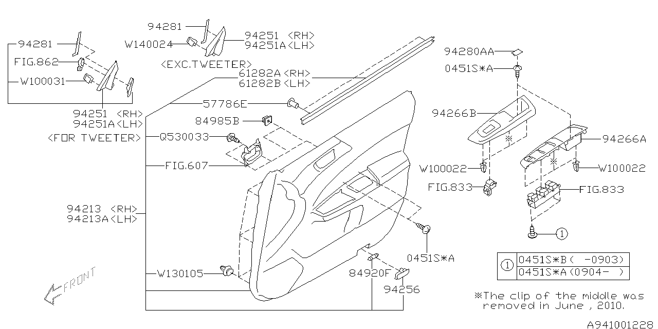 Diagram DOOR TRIM for your 2010 Subaru Forester 2.5L MT X PLUS 