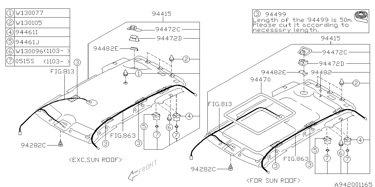 Diagram ROOF TRIM for your 2010 Subaru Forester   