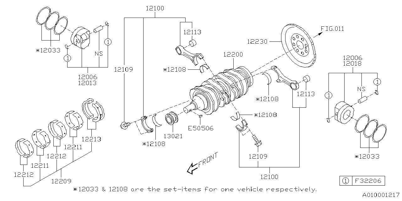 Diagram PISTON & CRANKSHAFT for your Subaru Impreza  