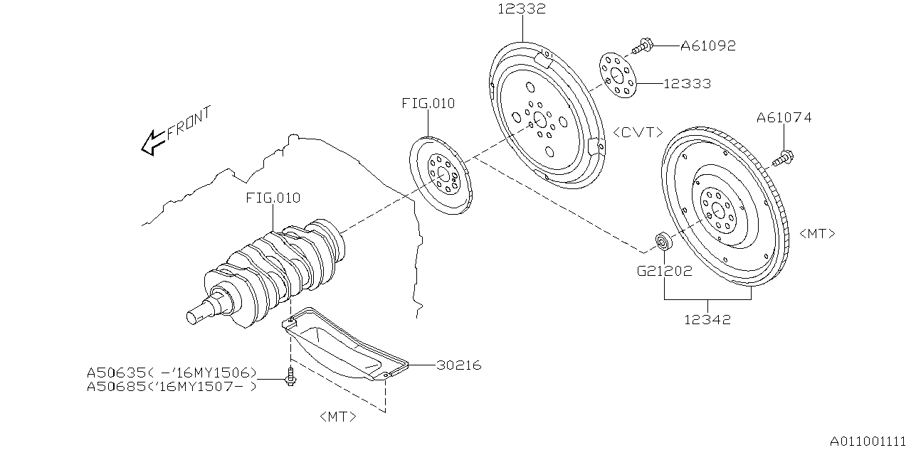 Diagram FLYWHEEL for your 2015 Subaru Forester 2.5L CVT Touring w/EyeSight 