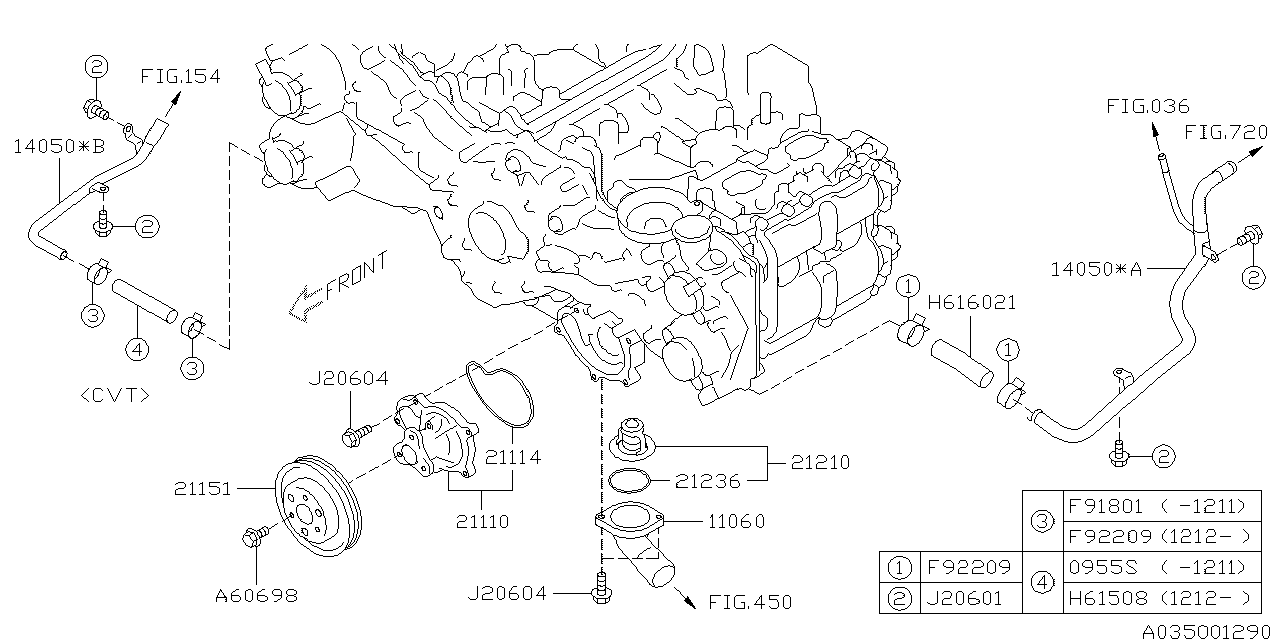 Diagram WATER PUMP for your 2018 Subaru Crosstrek 2.0L CVT Base 