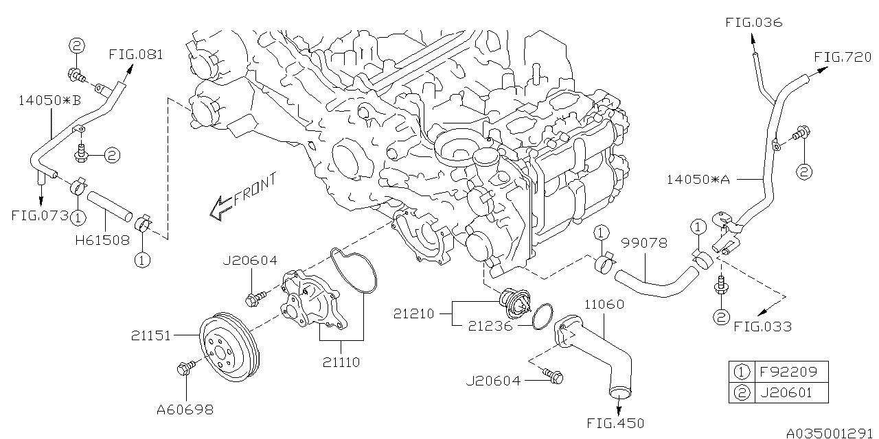 Diagram WATER PUMP for your 2012 Subaru Impreza 2.0L CVT Limited Wagon 