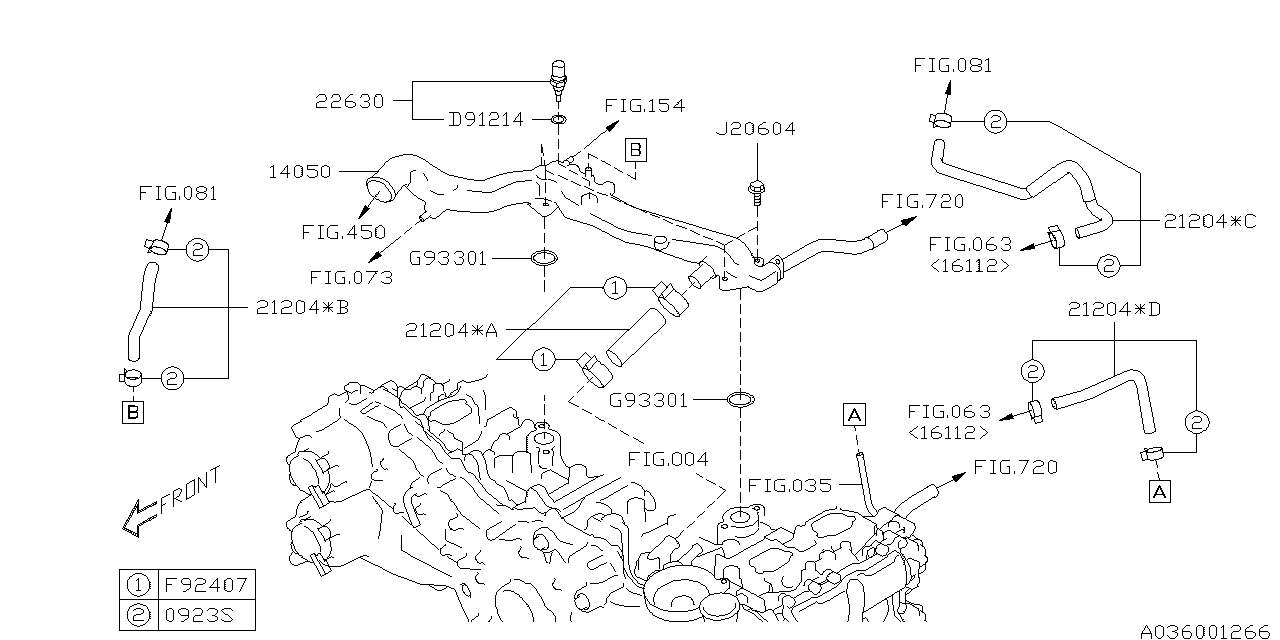 Diagram WATER PIPE (1) for your 2012 Subaru Impreza 2.0L CVT Limited Wagon 