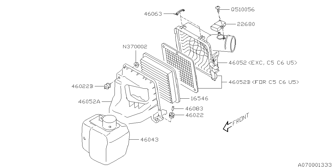 Diagram AIR CLEANER & ELEMENT for your 2016 Subaru STI   