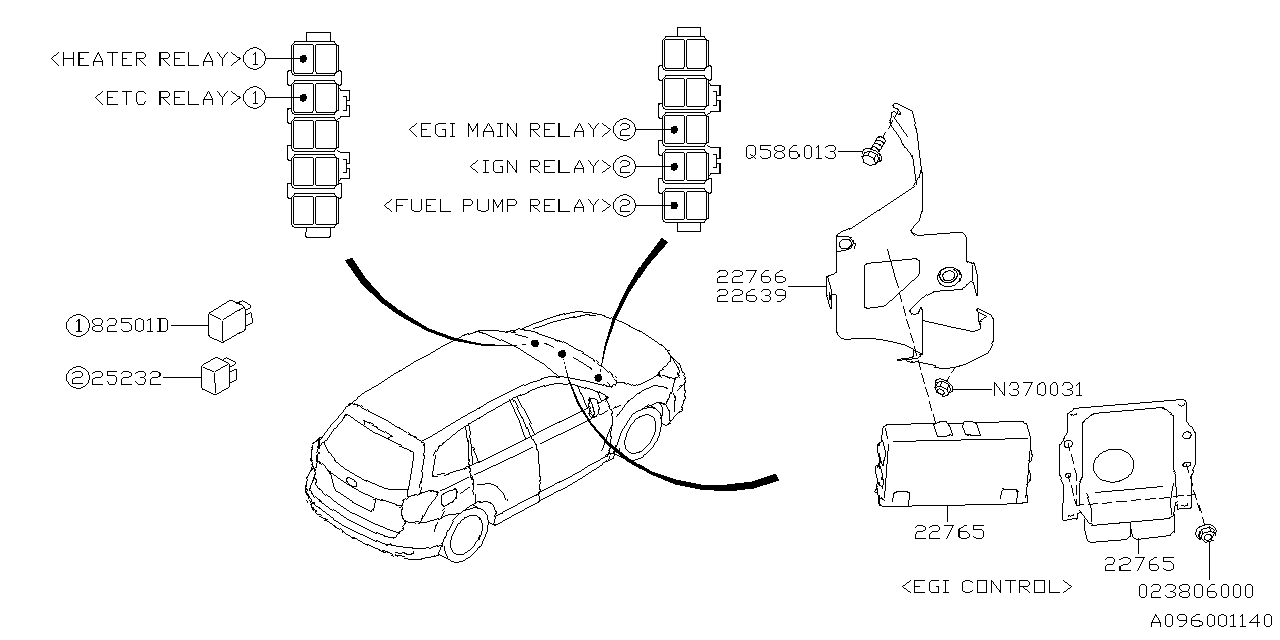 Diagram RELAY & SENSOR (ENGINE) for your 2022 Subaru Forester  Base w/EyeSight 