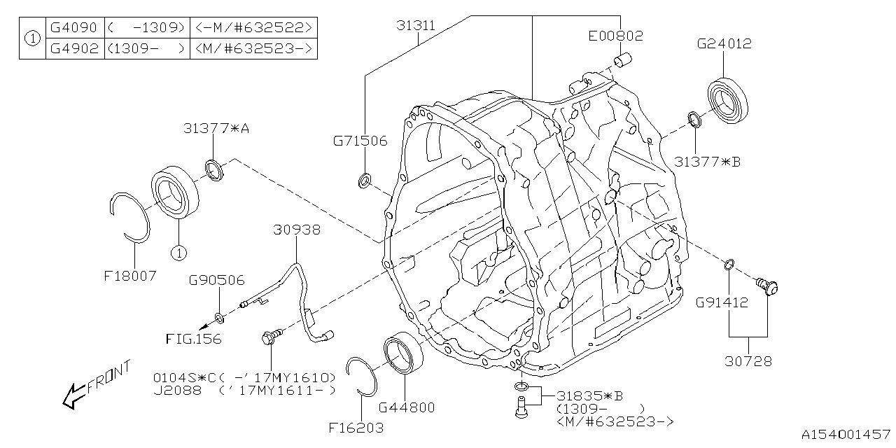 Diagram AT, TRANSMISSION CASE for your 2006 Subaru Impreza   