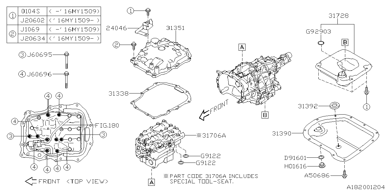 Diagram AT, CONTROL VALVE for your 2001 Subaru WRX   