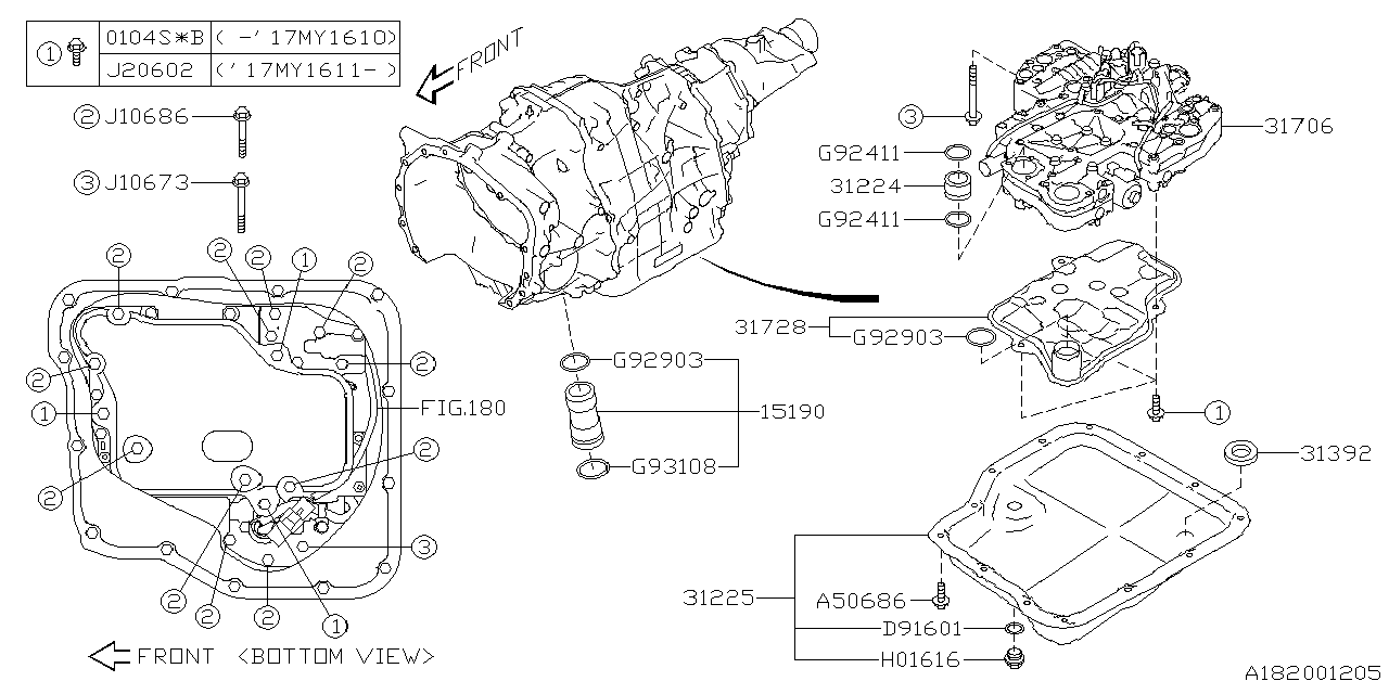 Diagram AT, CONTROL VALVE for your 2012 Subaru STI   