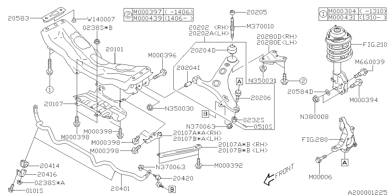 Diagram FRONT SUSPENSION for your Subaru Impreza  