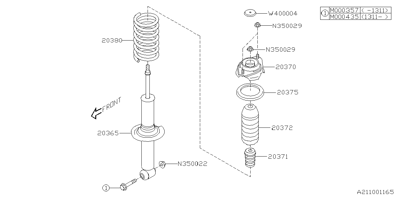 Diagram REAR SHOCK ABSORBER for your 2001 Subaru WRX   