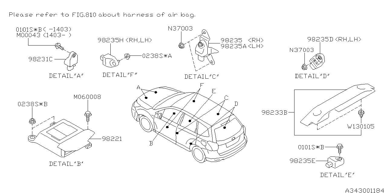 Diagram AIR BAG for your 2022 Subaru Outback   