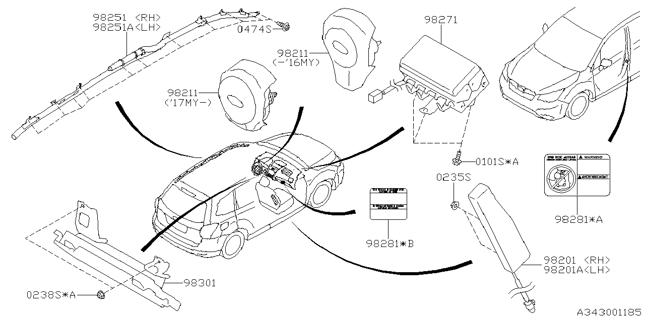 Diagram AIR BAG for your 2017 Subaru Forester  Limited w/EyeSight 