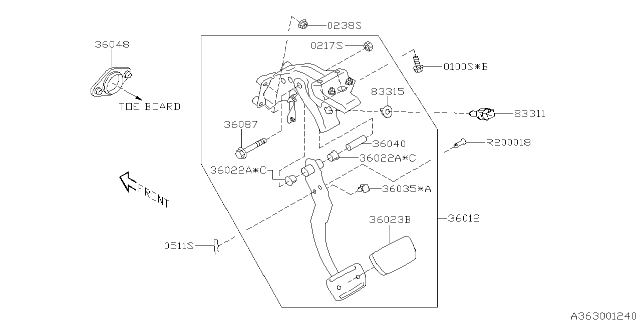 Diagram PEDAL SYSTEM for your 2001 Subaru WRX   