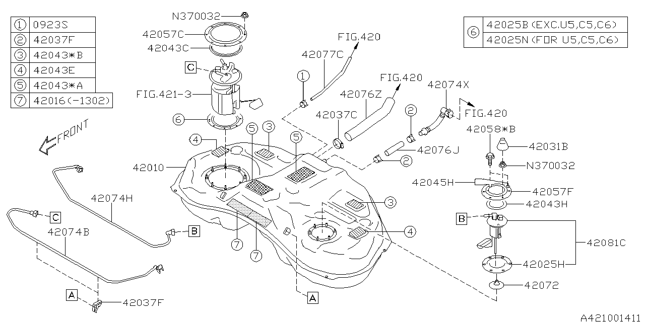 Diagram FUEL TANK for your 2010 Subaru Forester  X Limited 