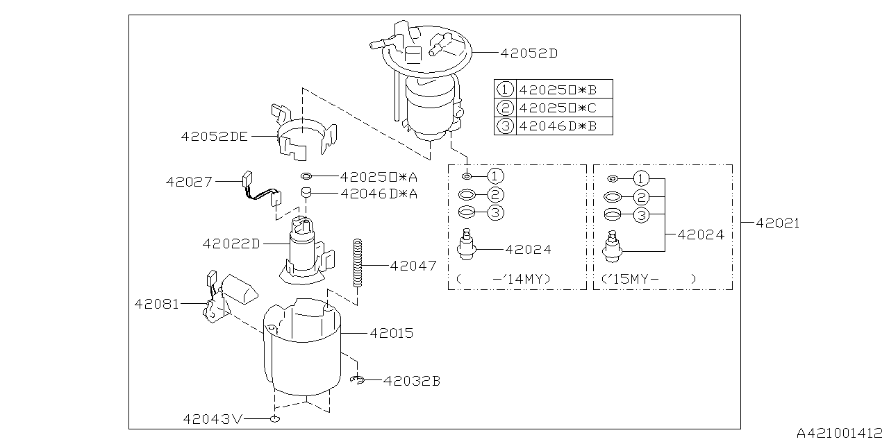 Diagram FUEL TANK for your 2014 Subaru Forester  XT Premium 