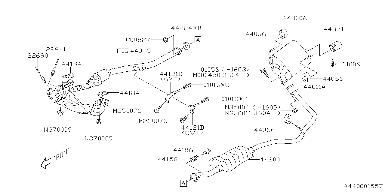Diagram EXHAUST for your 2002 Subaru WRX  WAGON 