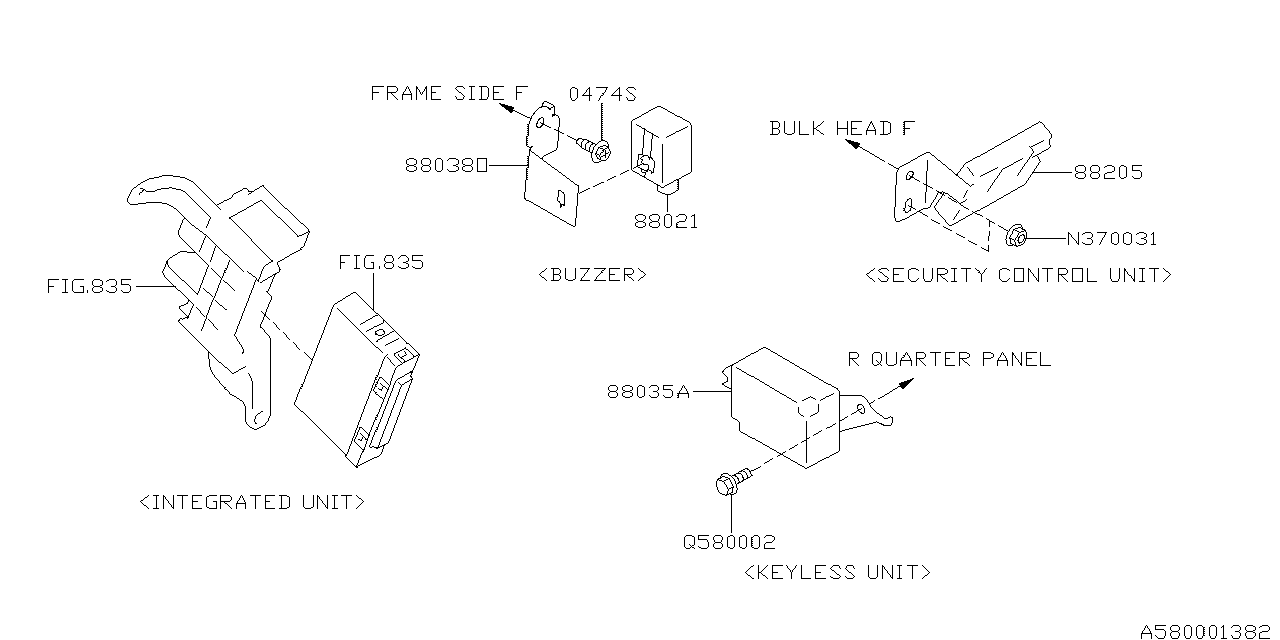 Diagram KEY KIT & KEY LOCK for your 2004 Subaru Forester 2.5L MT X LL Bean 