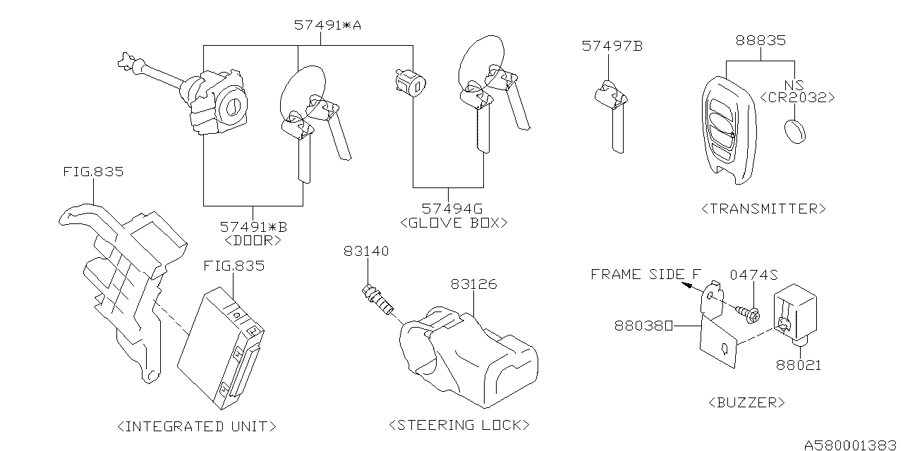 Diagram KEY KIT & KEY LOCK for your 2018 Subaru Forester  Plus 