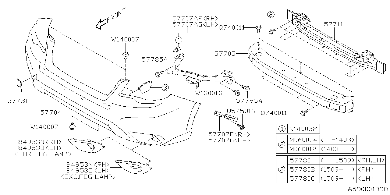 Diagram FRONT BUMPER for your 2022 Subaru Forester   