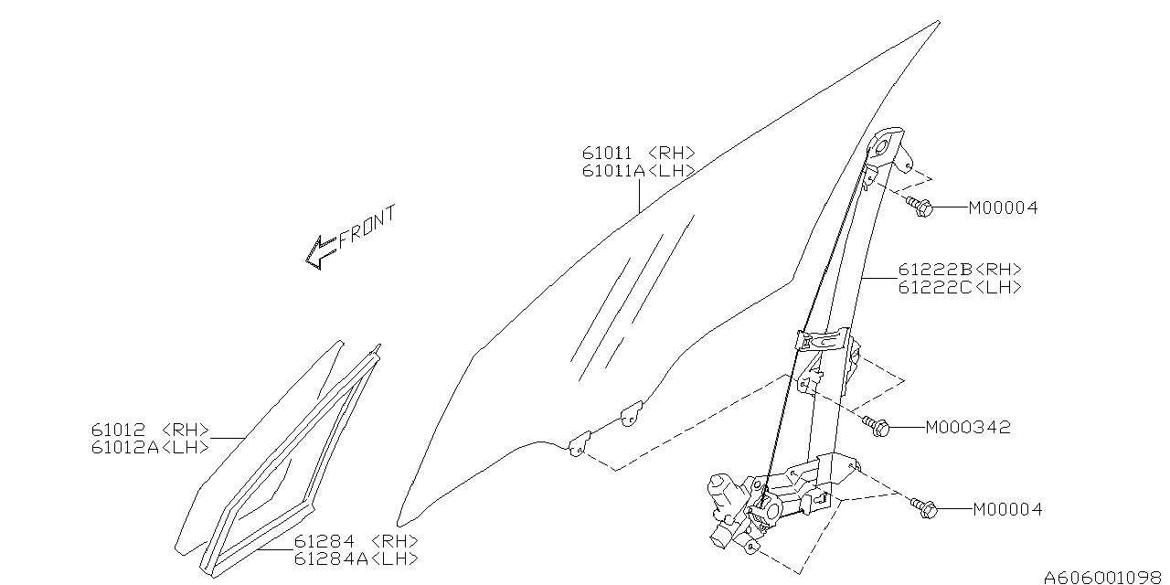 Diagram DOOR PARTS (GLASS & REGULATOR) for your Subaru Forester  