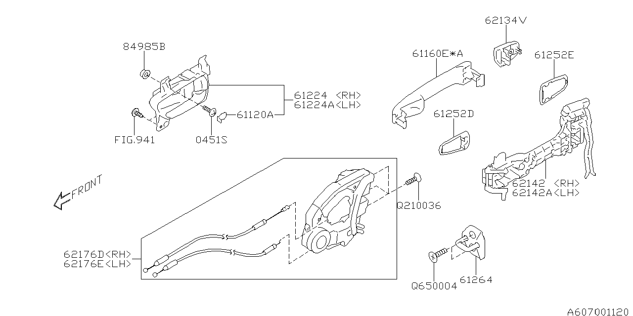 Diagram DOOR PARTS (LATCH & HANDLE) for your Subaru Crosstrek  