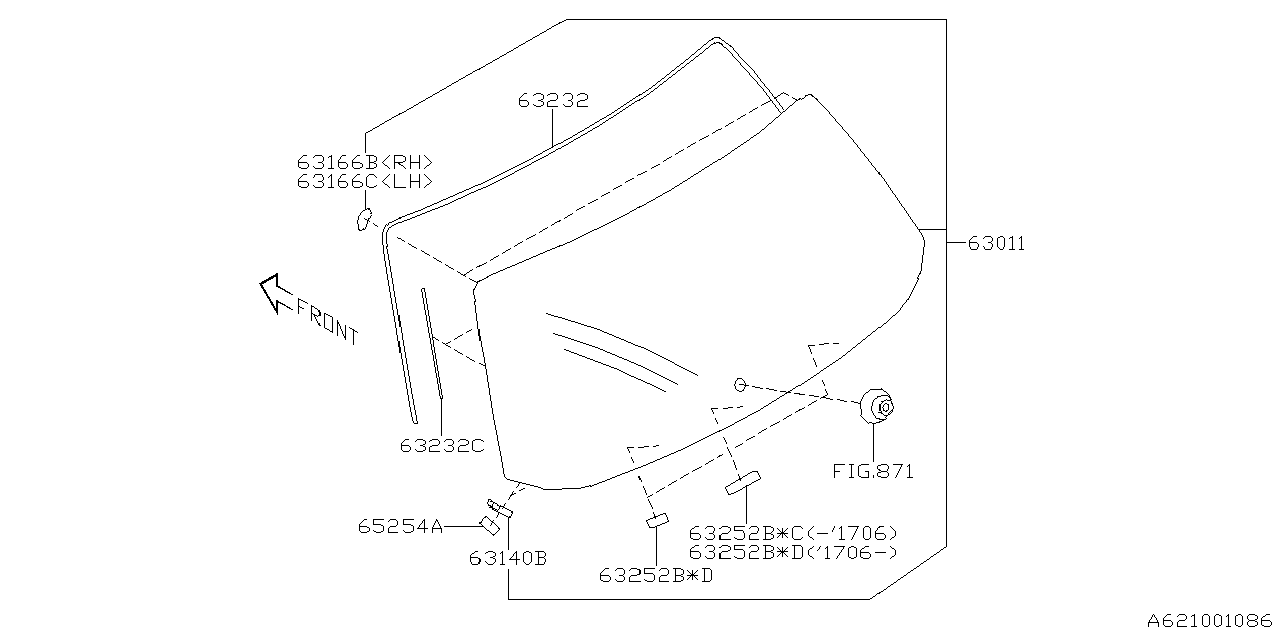 Diagram BACK DOOR GLASS for your Subaru Forester  Limited