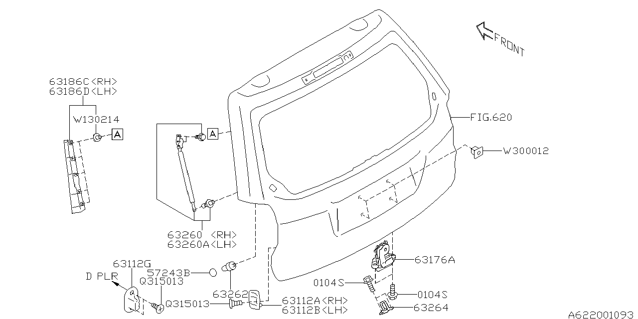 Diagram BACK DOOR PARTS for your 2020 Subaru WRX PREMIUM WITH LIP ES  