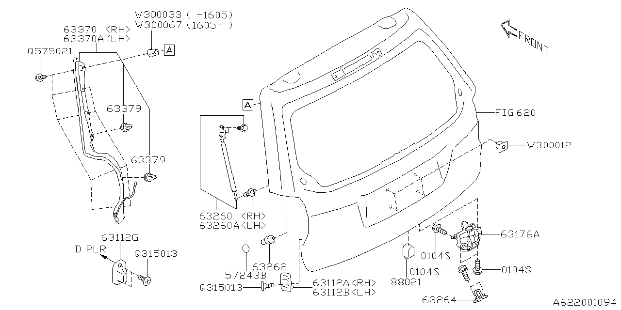 Diagram BACK DOOR PARTS for your 2016 Subaru Impreza  Sedan 