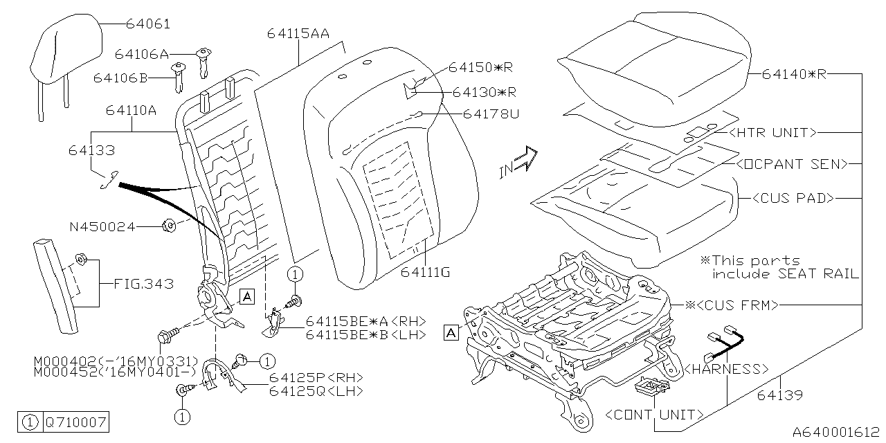 Diagram FRONT SEAT for your Subaru Impreza  Premium Wagon