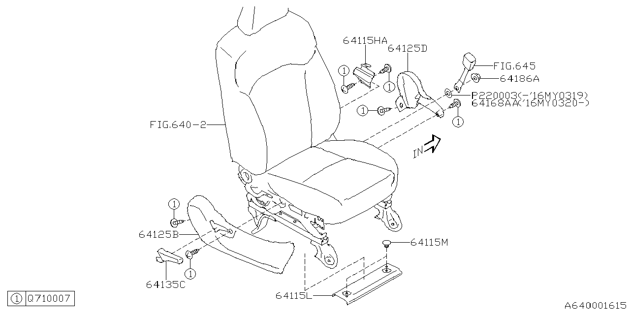 Diagram FRONT SEAT for your 2015 Subaru Forester 2.5L CVT I 