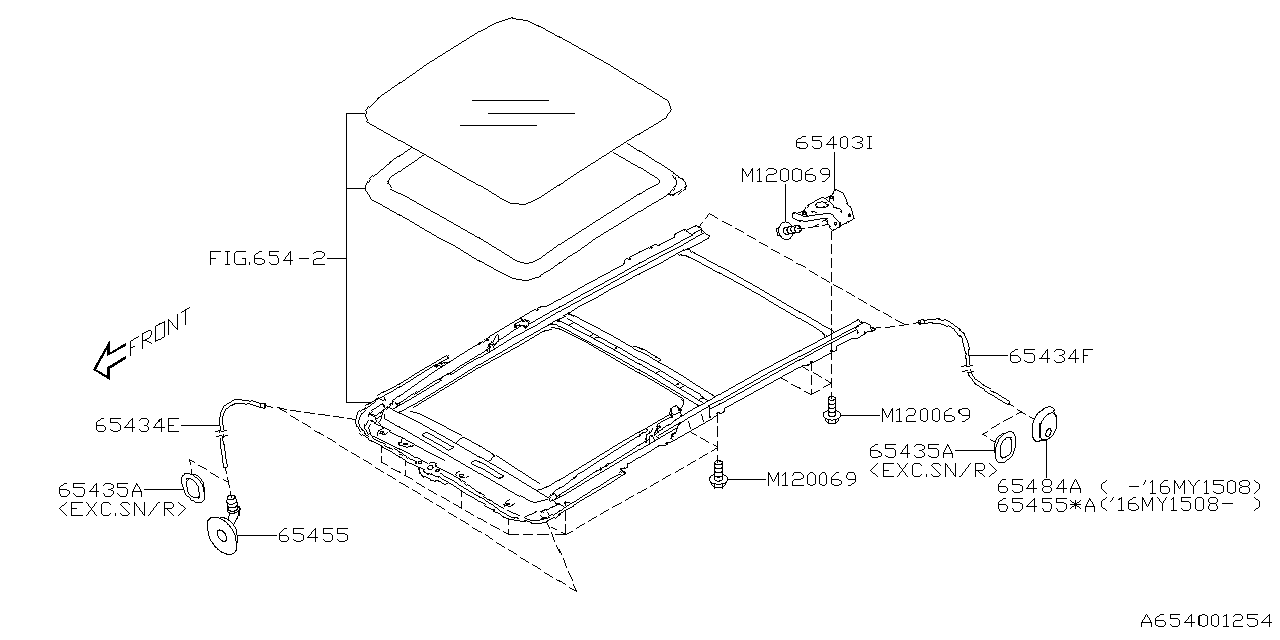 Diagram SUN ROOF for your Subaru Forester  