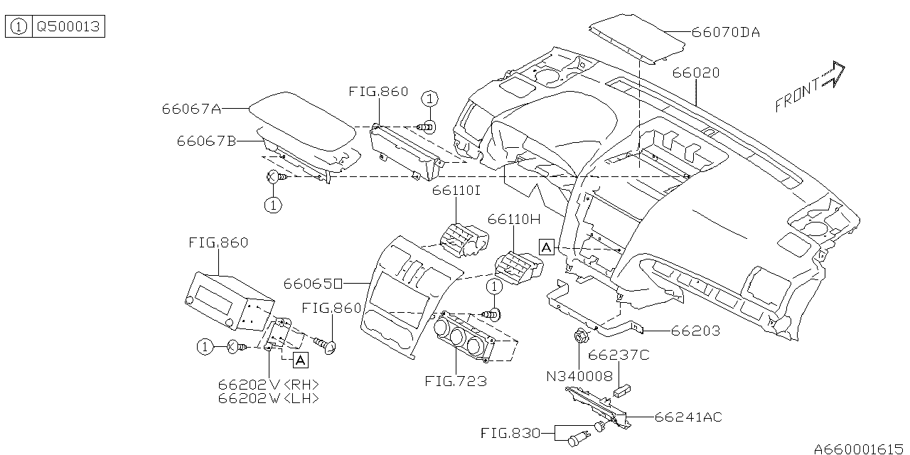 Diagram INSTRUMENT PANEL for your 2020 Subaru Impreza  Premium Wagon 