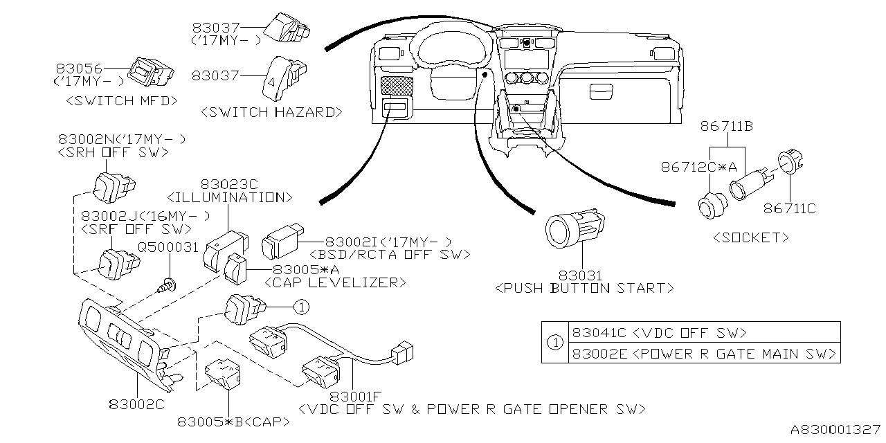 Diagram SWITCH (INSTRUMENTPANEL) for your 2009 Subaru Impreza  GT Wagon 