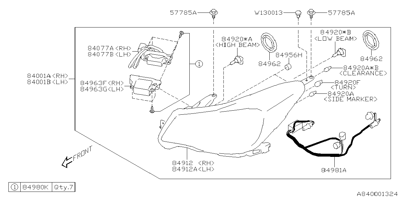 Diagram HEAD LAMP for your 2021 Subaru Legacy   