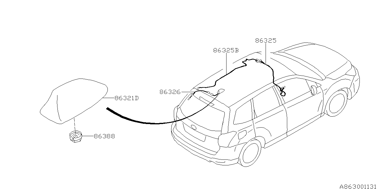 Diagram AUDIO PARTS (ANTENNA) for your 2008 Subaru STI   