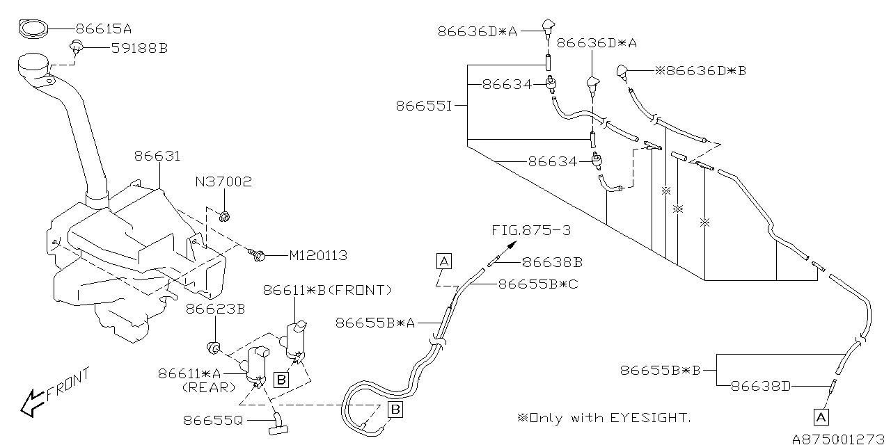 Diagram WINDSHIELD WASHER for your 2014 Subaru Forester 2.5L CVT Premium 